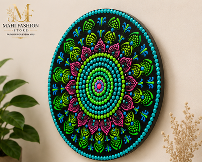 Handmade Original Round Design Dot Mandala Painting for Home, Office Decoration | Decorative Wall Art (Dimension 12 inchx12 inch)