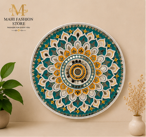 Original Floral Dot Mandala Mirror Wall Art – Turquoise