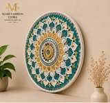 Original Floral Dot Mandala Mirror Wall Art – Turquoise