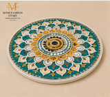 Original Floral Dot Mandala Mirror Wall Art – Turquoise