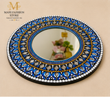 Handmade Original Round Dot Mandala Mirror Wall Art – Blue