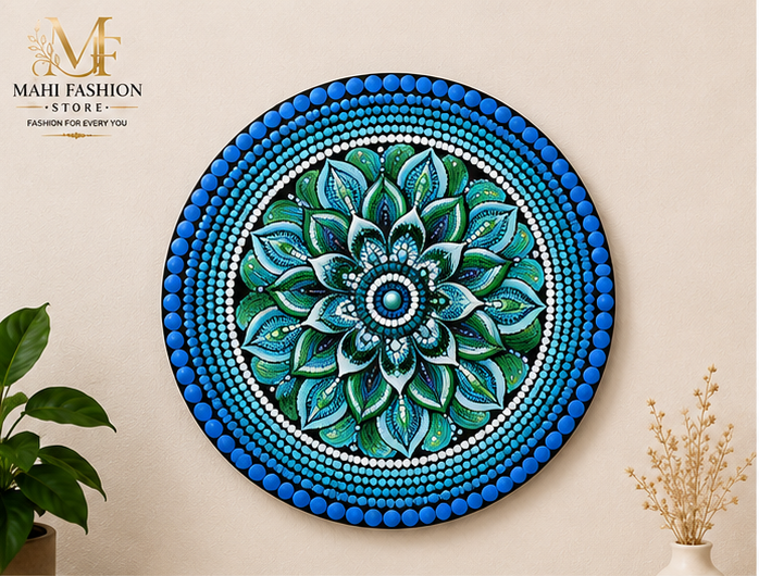 Dot Mandala Painting | Decorative Wall Art - Blue (12 inx12 in)