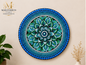 Handmade Original Round Design Dot Mandala Painting | Decorative Wall Art - Blue (Dimension 12 inx12 in)